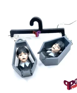 Resin 3D printed and hand-painted Wednesday Adams earrings
